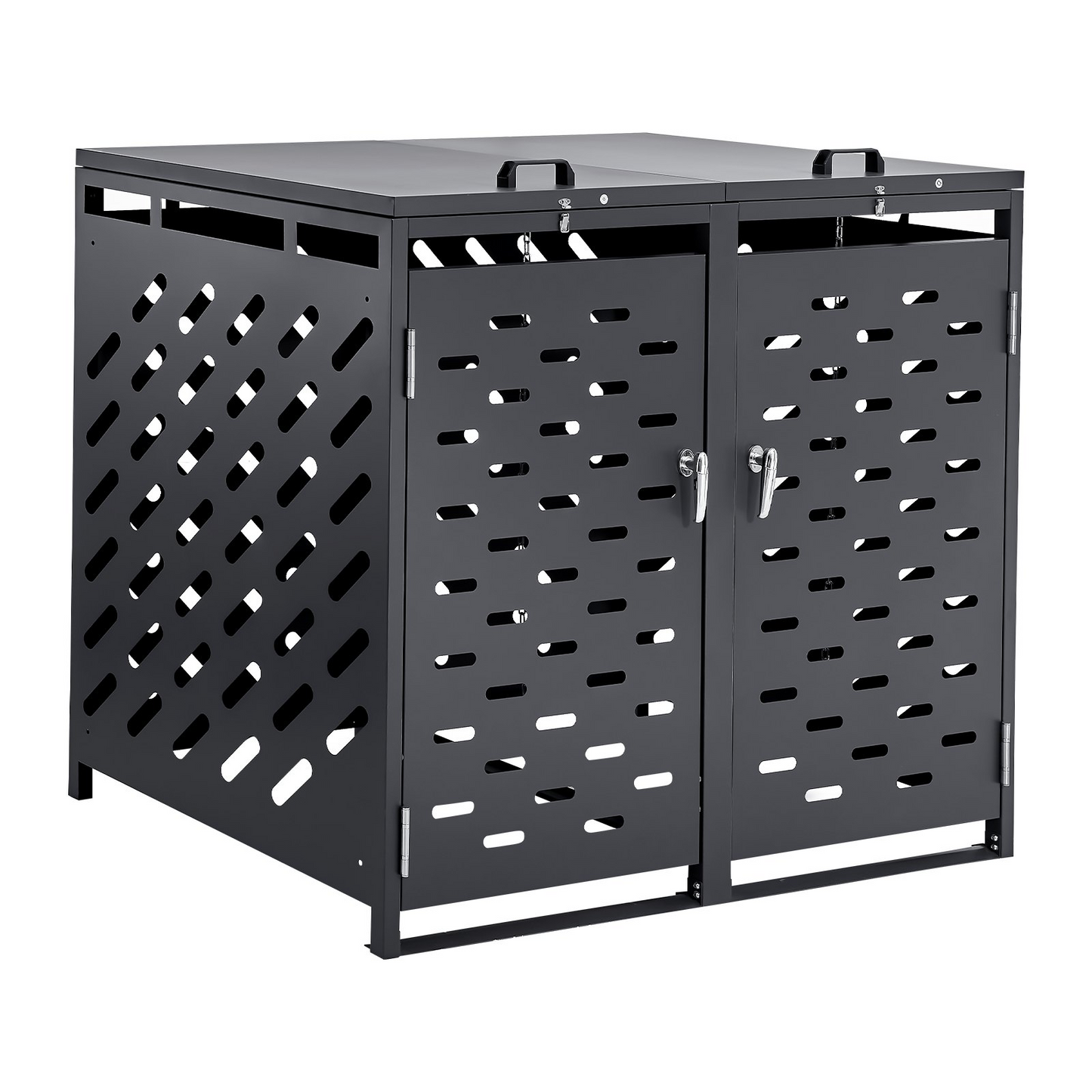 VEVOR Trash Can Storage Garbage Can Storage Shed 2 x 52.79 Gal with Chain Lid