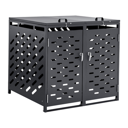 VEVOR Trash Can Storage Garbage Can Storage Shed 2 x 52.79 Gal with Chain Lid