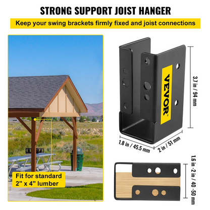 VEVOR Concealed Joist Hanger, 2"x4" Outdoor Accent Concealed-Flange, Pack of 24 Concealed Joist Bracket, Q235 Steel Plate Powder-Coated Concealed Face Mount Joist Hanger Inner 40x91 mm for Beam Swing