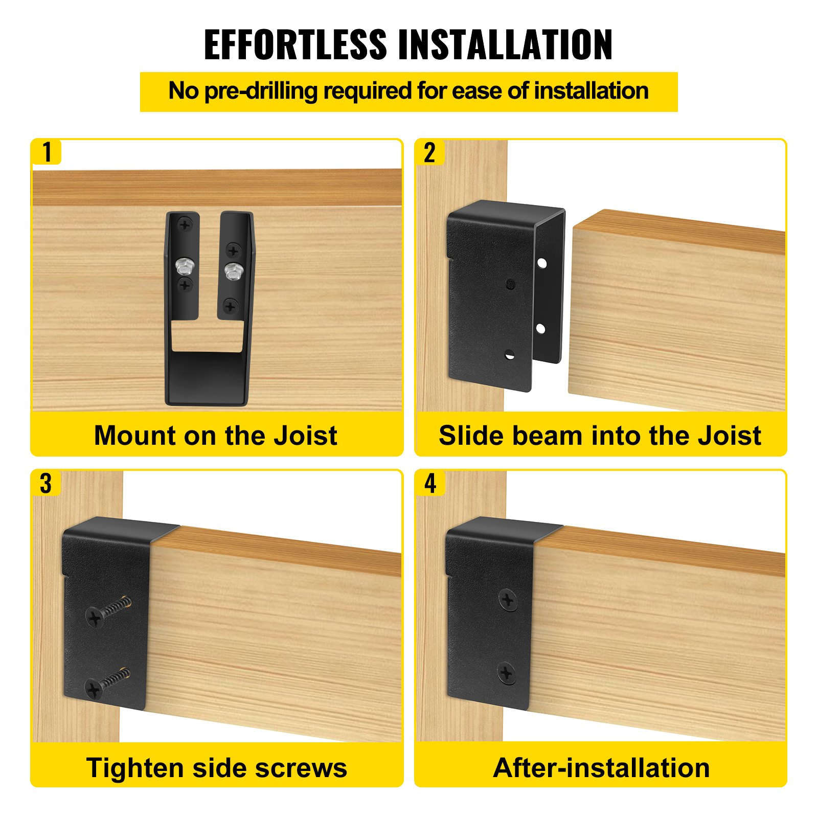 VEVOR Concealed Joist Hanger, 2"x4" Outdoor Accent Concealed-Flange, Pack of 24 Concealed Joist Bracket, Q235 Steel Plate Powder-Coated Concealed Face Mount Joist Hanger Inner 40x91 mm for Beam Swing