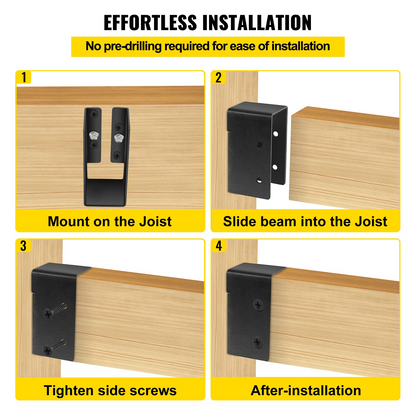 VEVOR Concealed Joist Hanger, 2"x4" Outdoor Accent Concealed-Flange, Pack of 24 Concealed Joist Bracket, Q235 Steel Plate Powder-Coated Concealed Face Mount Joist Hanger Inner 40x91 mm for Beam Swing