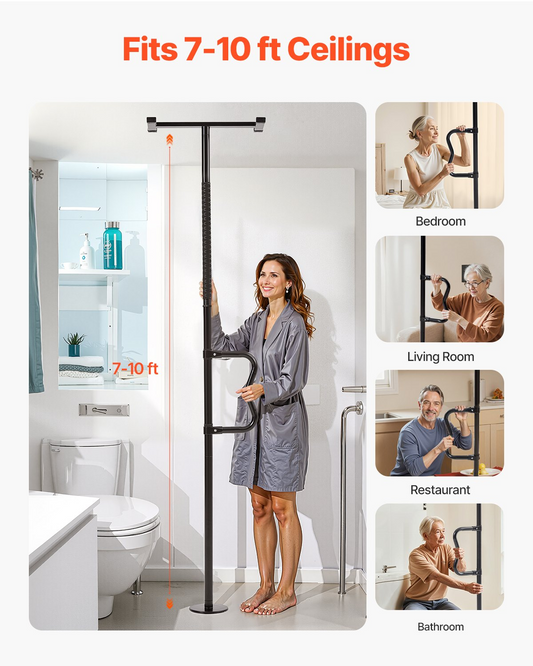 VEVOR Floor-to-Ceiling Transfer Pole 300 Lbs Capacity for 7-10 Ft Ceilings Black