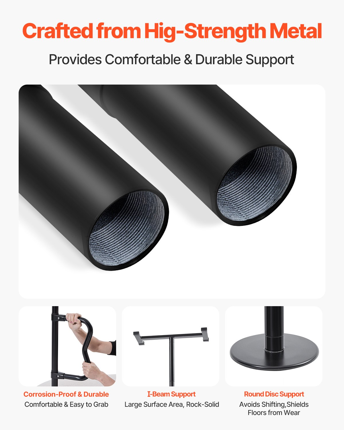 VEVOR Floor-to-Ceiling Transfer Pole 300 Lbs Capacity for 7-10 Ft Ceilings Black
