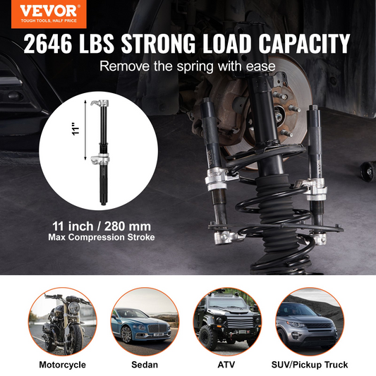 VEVOR Coil Spring Compressor Tool, 2 pcs Heavy Duty Macpherson Strut Spring Compressor Set, 1200.2 kg Strut Spring Compressor with Safety Bracket and Carrying Case, for Car Truck ATV UTV