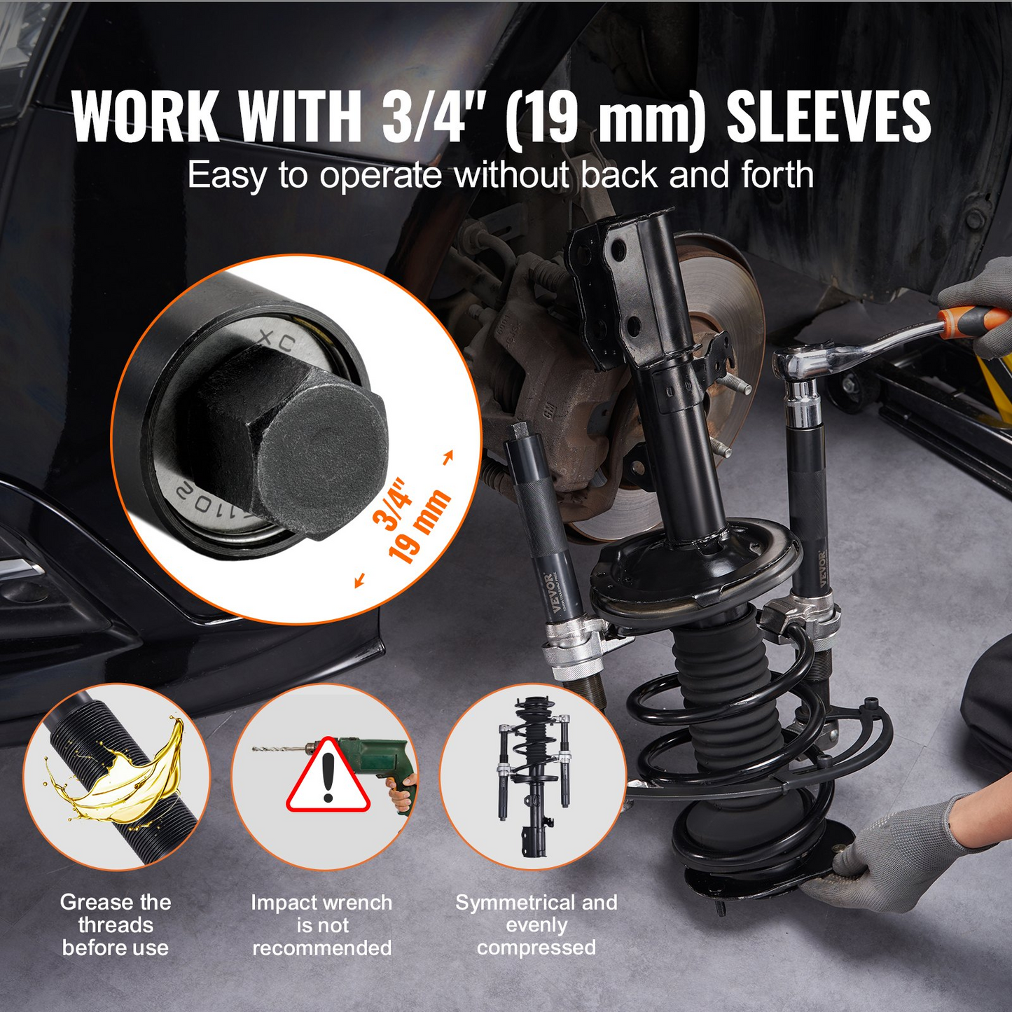 VEVOR Coil Spring Compressor Tool, 2 pcs Heavy Duty Macpherson Strut Spring Compressor Set, 1200.2 kg Strut Spring Compressor with Safety Bracket and Carrying Case, for Car Truck ATV UTV