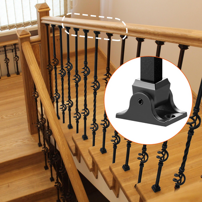VEVOR Aluminum Alloy Baluster Shoes Square Balusters Baluster Wrought Spindles for Staircase Slant Shoes with Screw Holes for  1/2 Inch Staircase Balusters, Black (50 Pcs)(Screws Sold Separately)