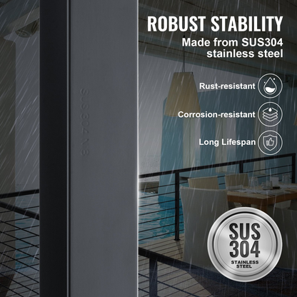 VEVOR Cable Railing Post 36x1.5x1.5in Steel Railing Post Without Holes 1Pc Black