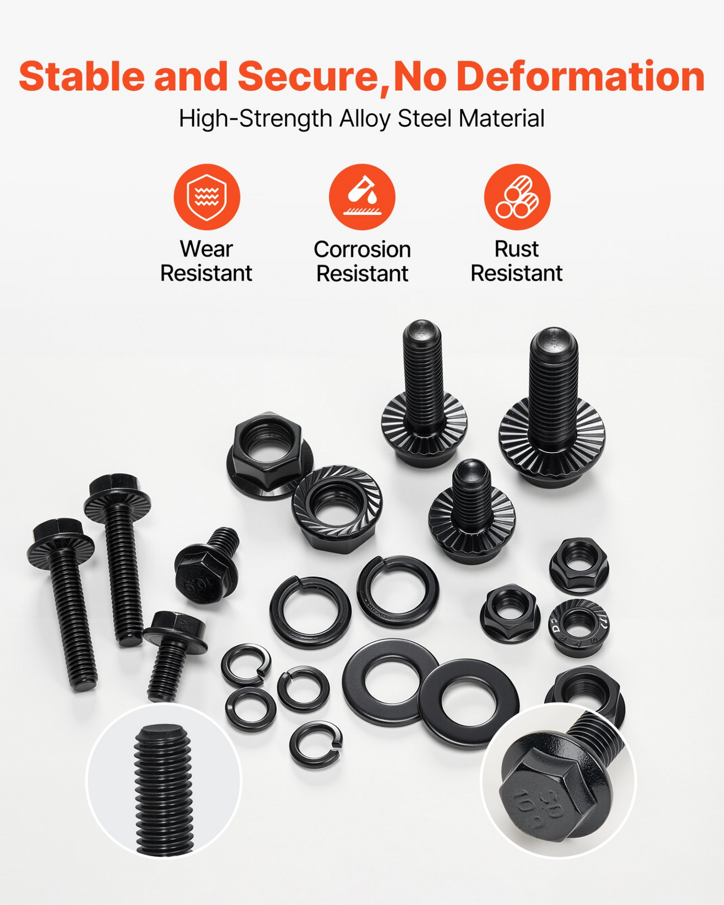 VEVOR 280 Pcs Bolts Nuts Assortment Kit Metric Alloy Steel M6 M8 M10