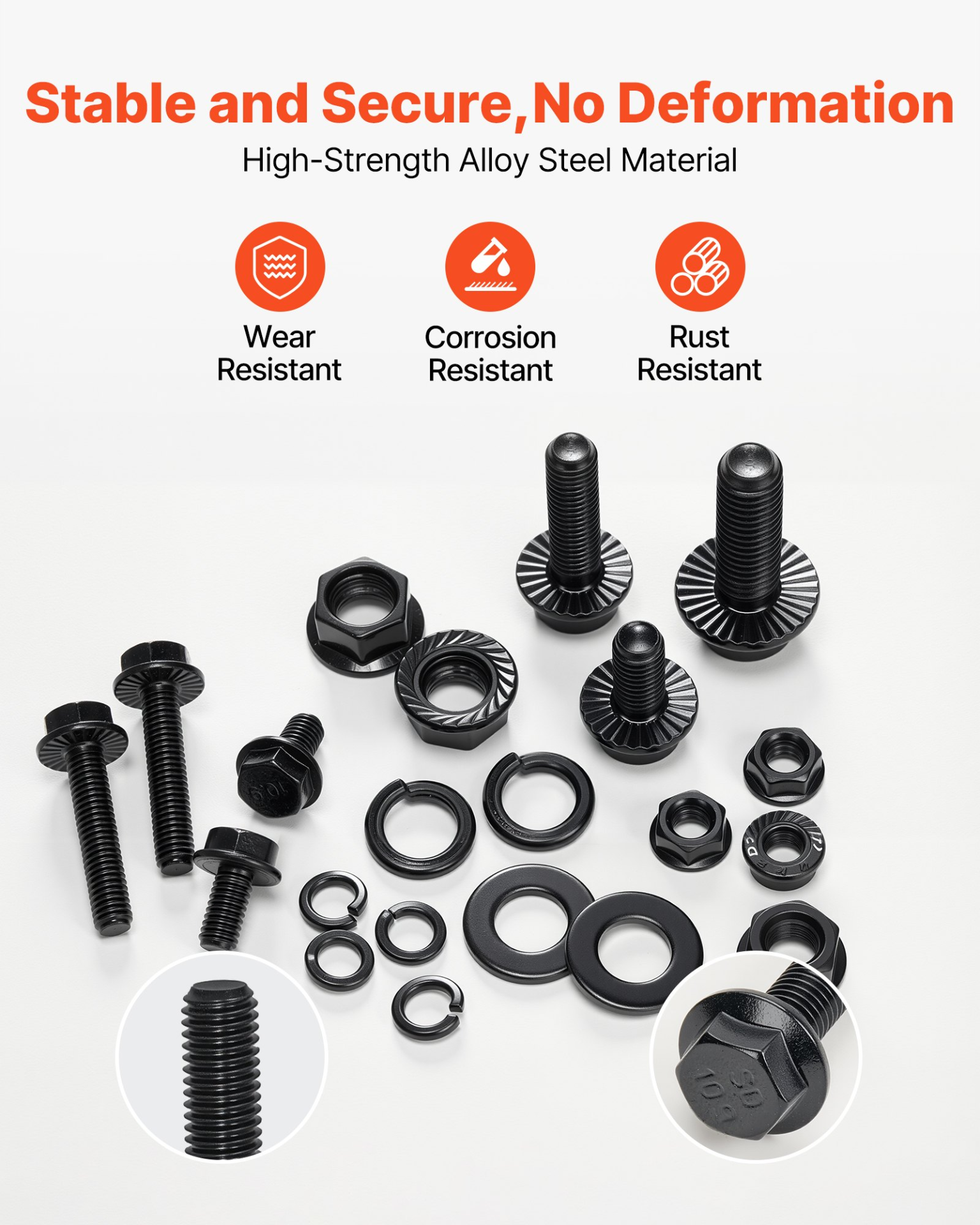 VEVOR 280 Pcs Bolts Nuts Assortment Kit Metric Alloy Steel M6 M8 M10