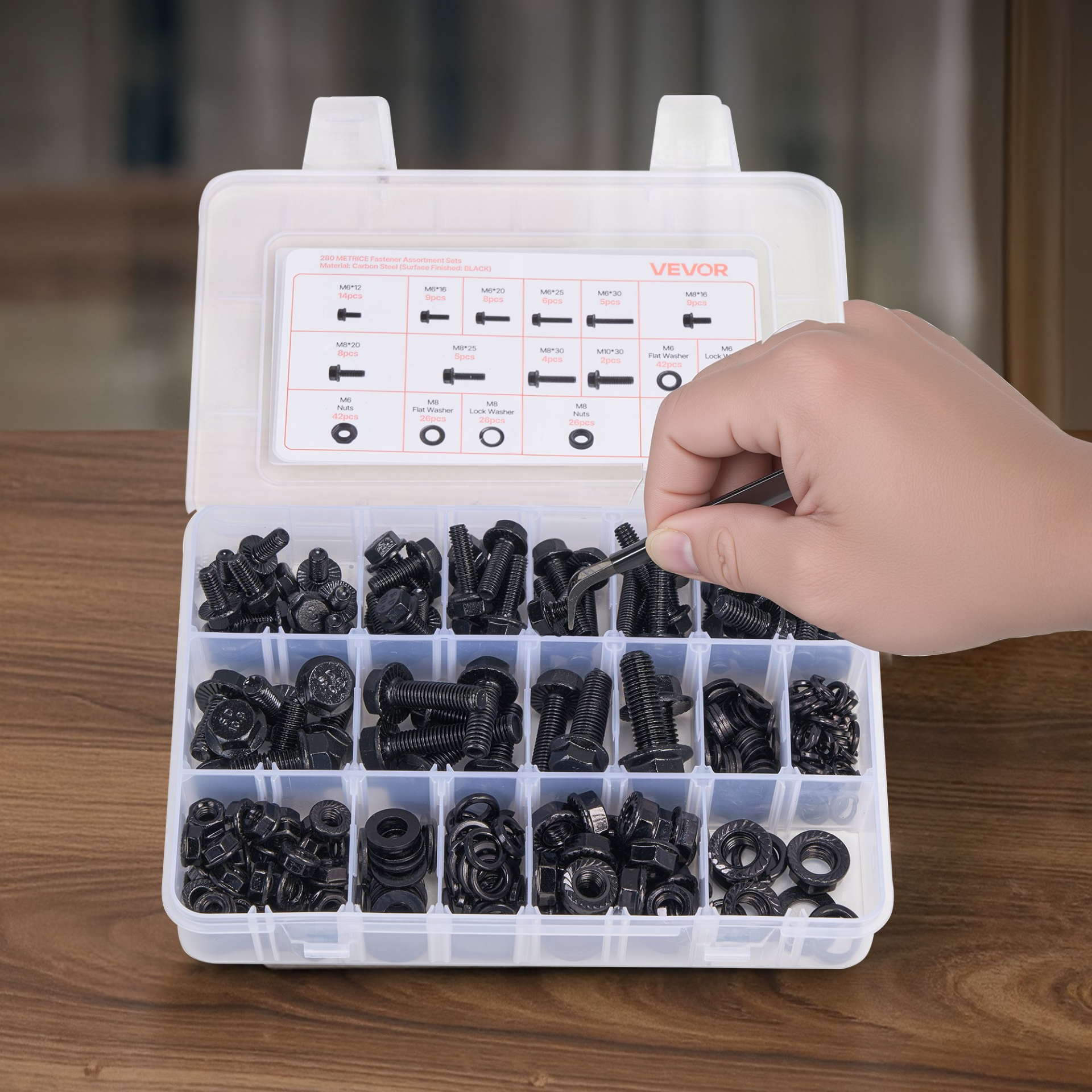 VEVOR 280 Pcs Bolts Nuts Assortment Kit Metric Alloy Steel M6 M8 M10