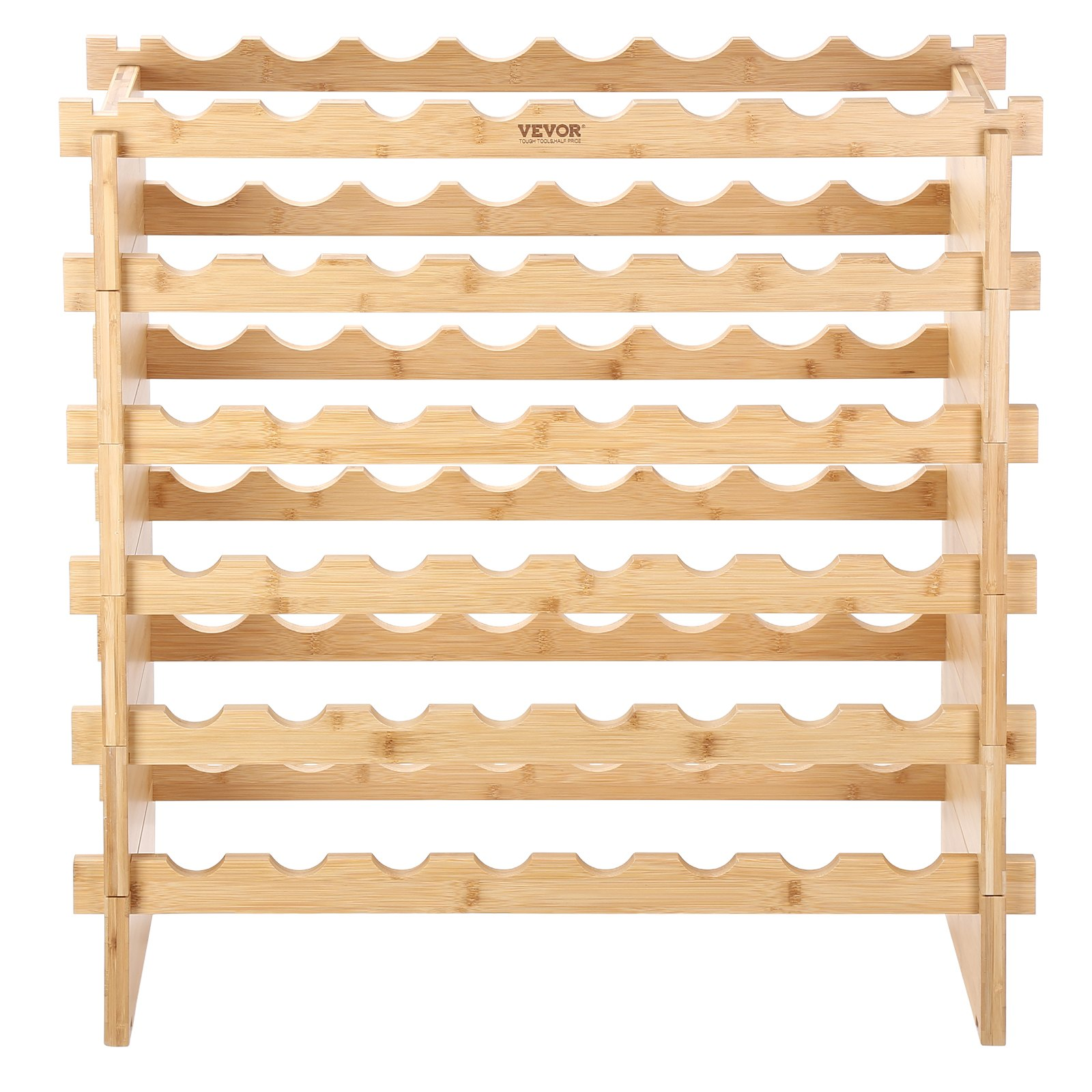 VEVOR 48 Bottle Stackable Modular Wine Rack Bamboo Wood Display Shelf 6-Tier