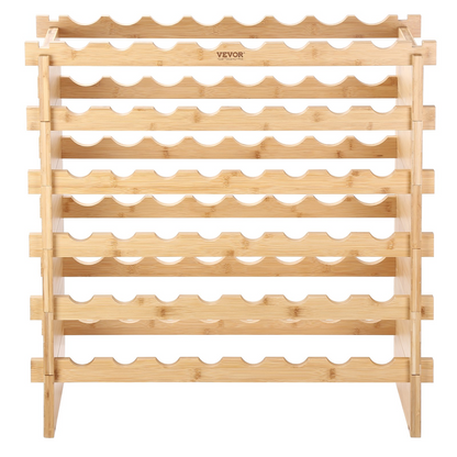 VEVOR 48 Bottle Stackable Modular Wine Rack Bamboo Wood Display Shelf 6-Tier
