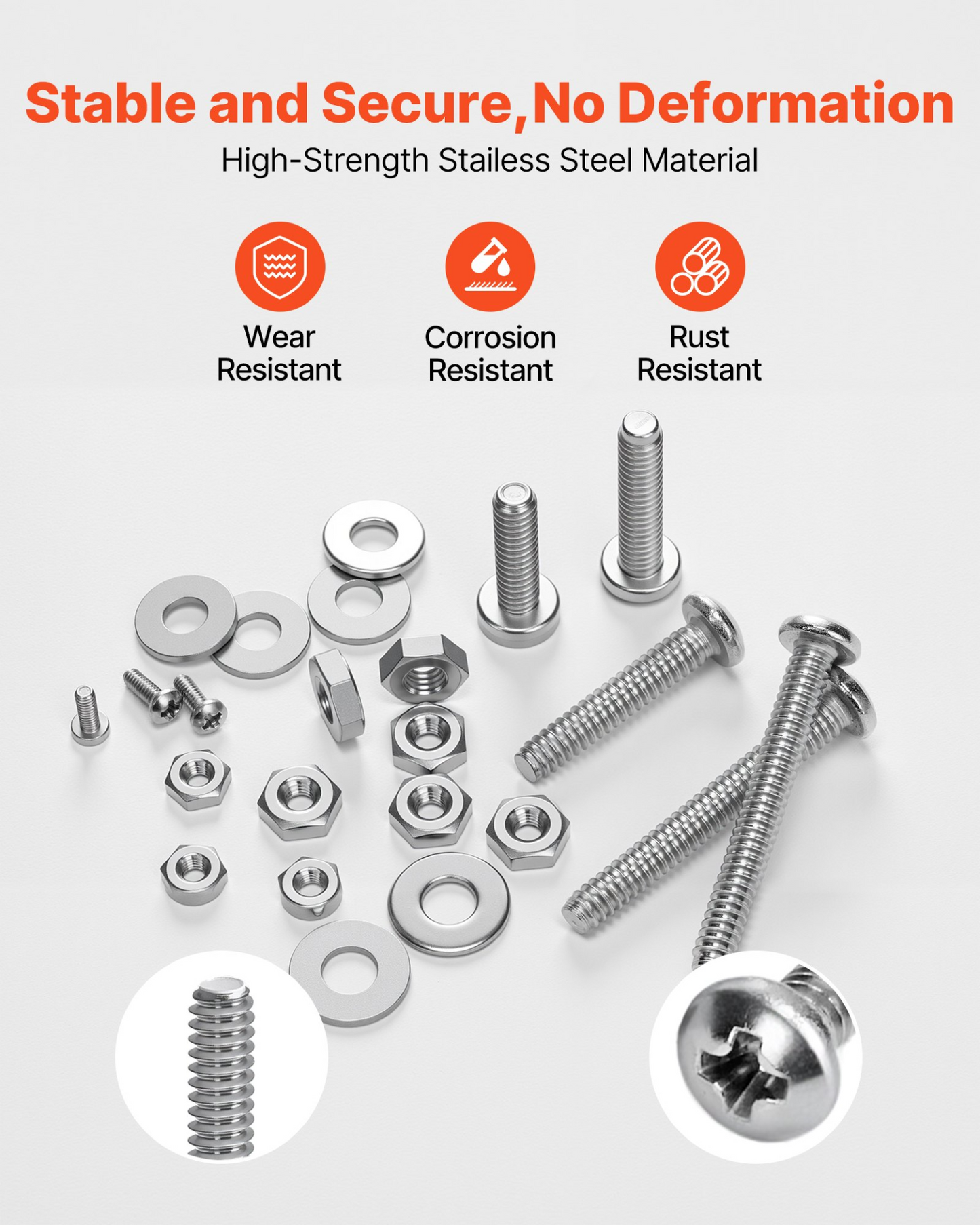 VEVOR 1110 Pcs Bolts Nuts Assortment Kit Imperial Stainless Steel for Furniture
