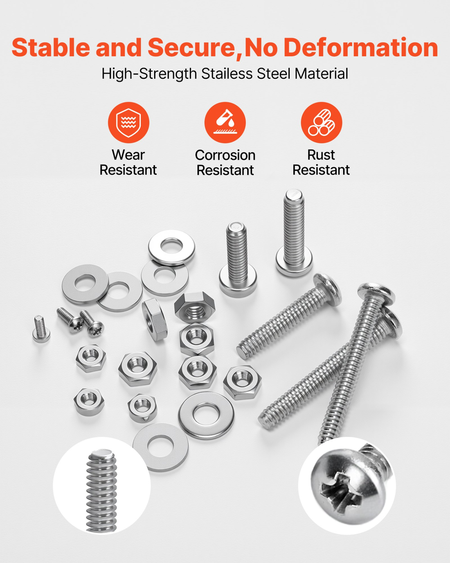 VEVOR 1110 Pcs Bolts Nuts Assortment Kit Imperial Stainless Steel for Furniture