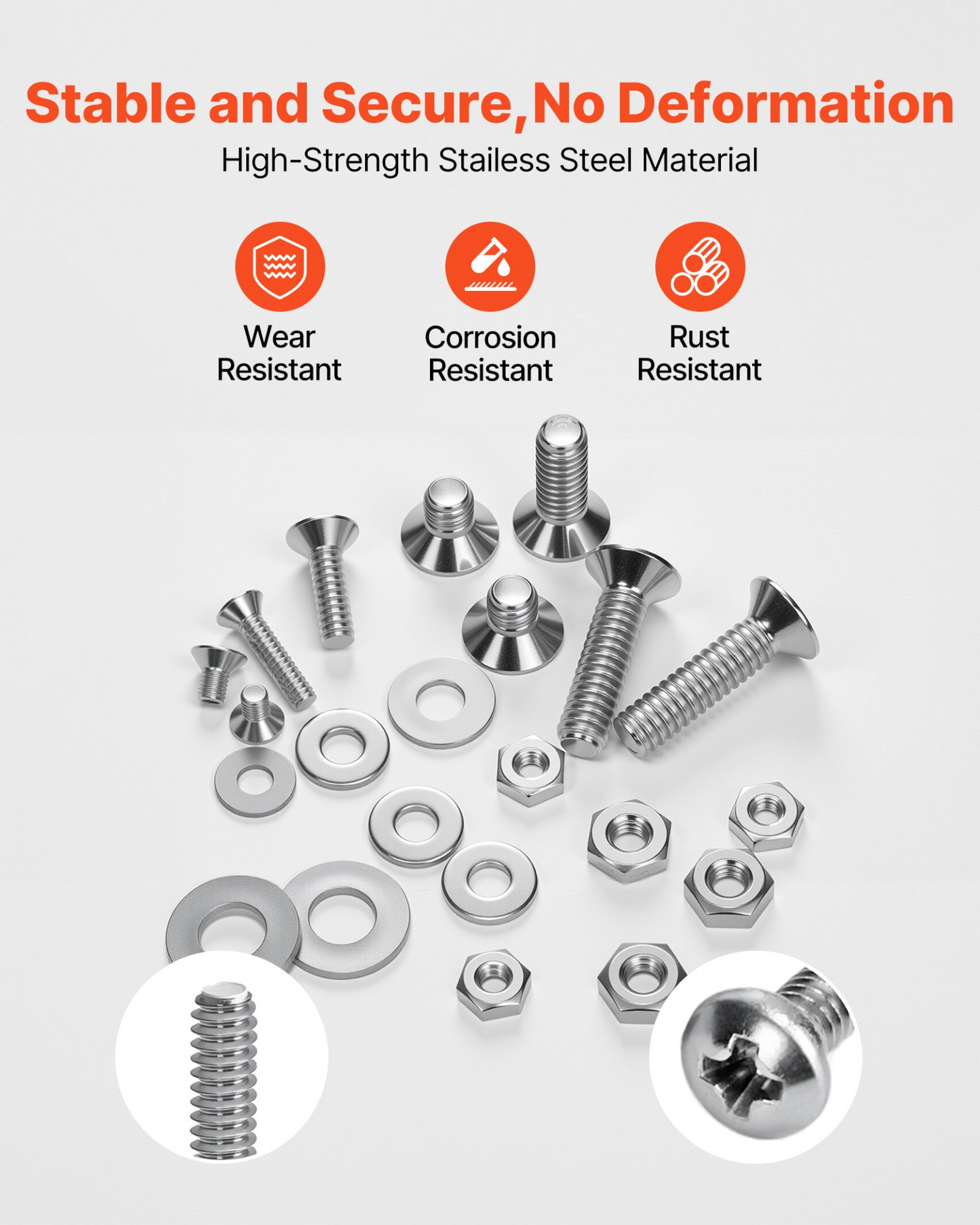 VEVOR 720 Pcs Bolts Nuts Assortment Kit Imperial Stainless Steel for Furniture