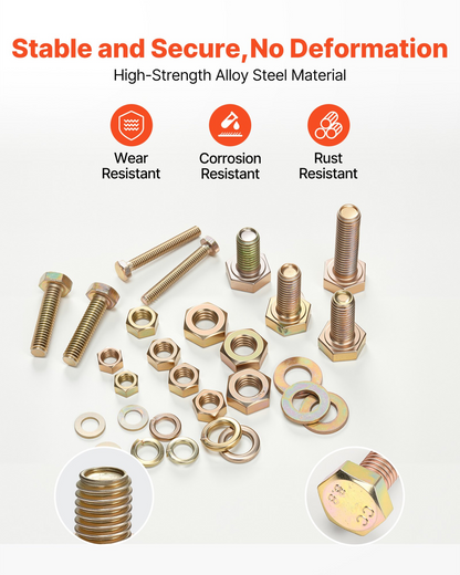 VEVOR 906 Pcs Bolts Nuts Assortment Kit Metric Alloy Steel M4 M5 M6 M8