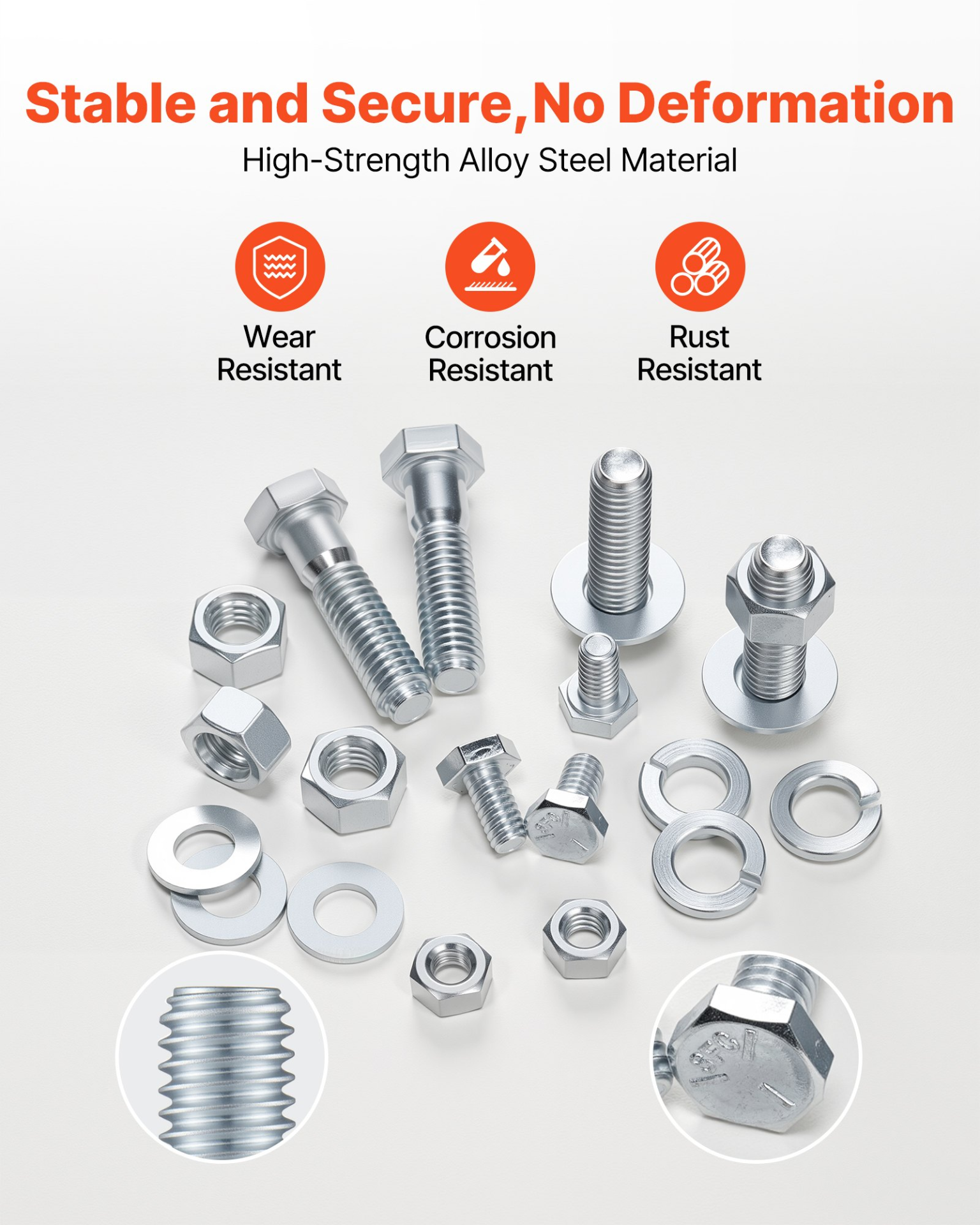 VEVOR 566 Pcs Bolts Nuts Assortment Kit Imperial Alloy Steel for Furniture