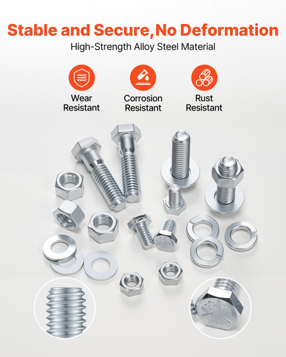 VEVOR 566 Pcs Bolts Nuts Assortment Kit Imperial Alloy Steel for Furniture