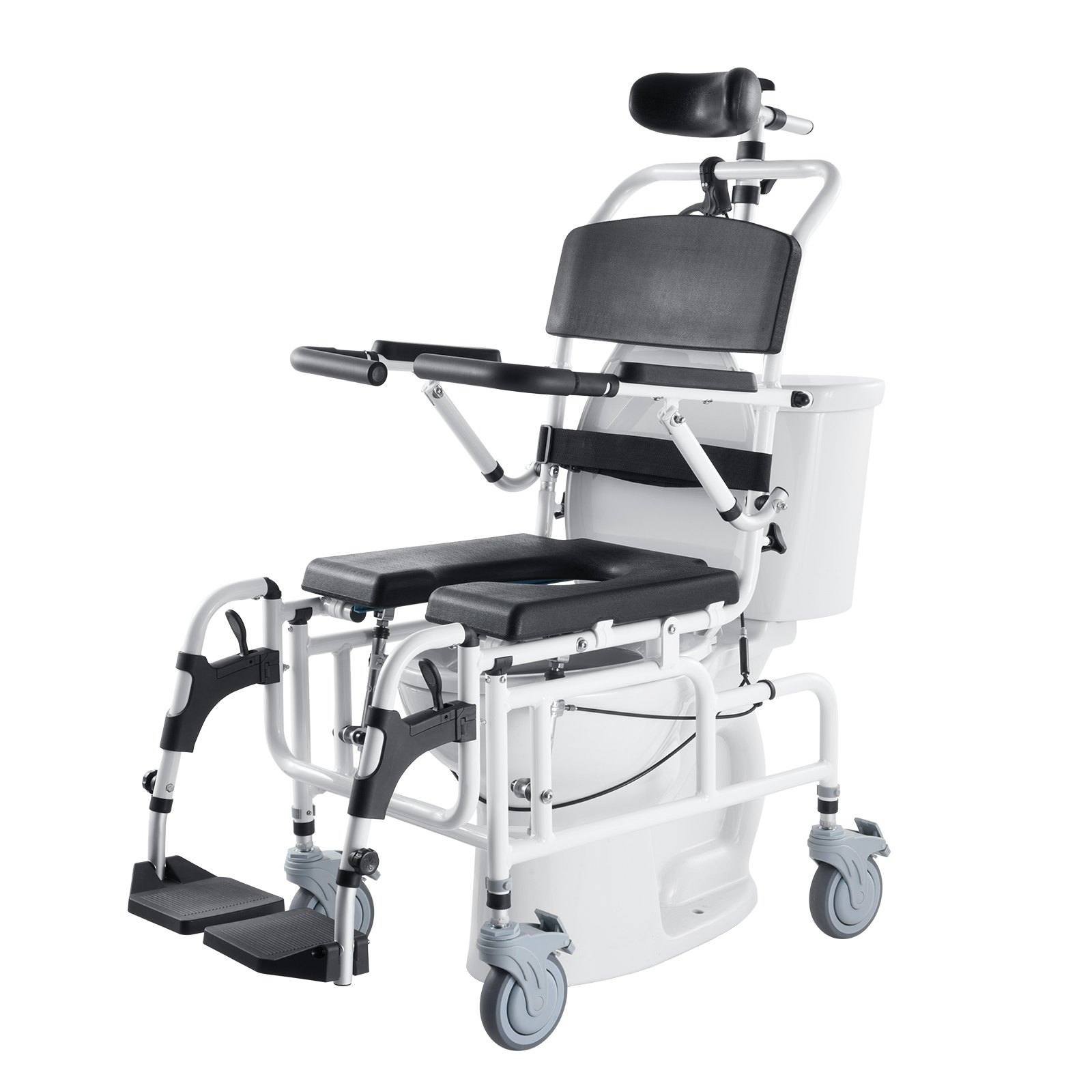 VEVOR Shower Wheelchair 17.5in/44.5 cm Al Alloy Bathroom Wheelchair for Disabled Adult