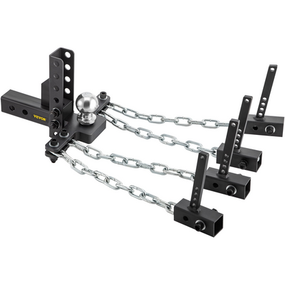 VEVOR Weight Distribution Hitch, 1400 lb Tongue Capacity Load Leveling Hitch with Sway Control, 2-5/16" Ball & 8" Drop/Rise & 4 Chains & Universal Frame Bracket, No-Bounce No-Sway Trailer Towing