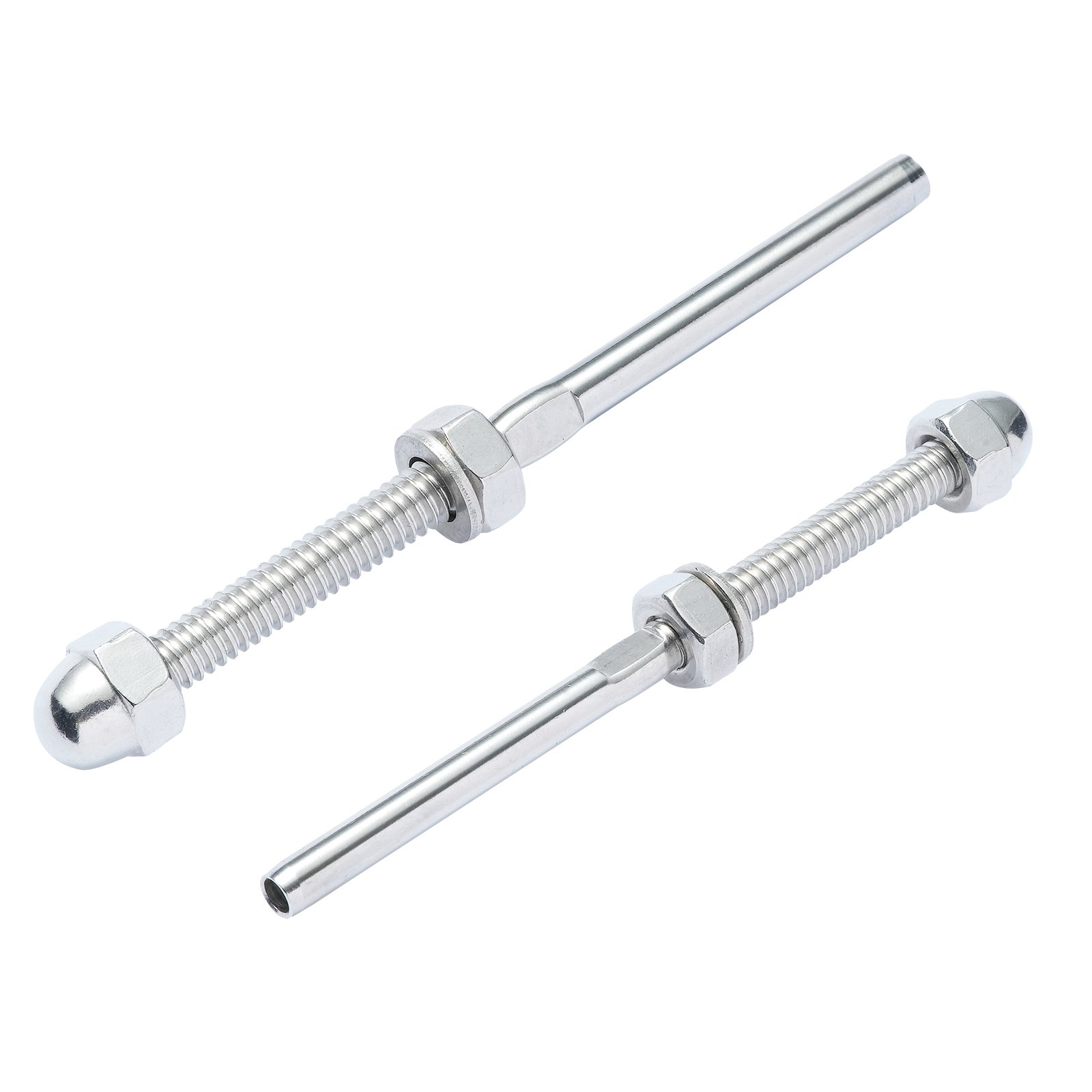 VEVOR 51 Pack Cable Railing Swage Threaded Stud Tension End Fitting Terminal for 3.2mm Deck Cable Railing, T316 Stainless Steel, Cable Railing Tensioner 3.2mm for Wood/Metal Post, Silver