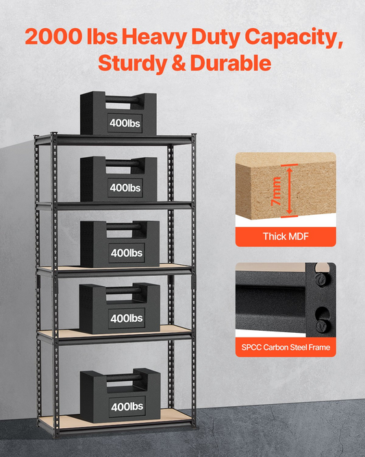 VEVOR Storage Shelves 16" D x 36" W x 71.4" H 5-tier Garage Storage Shelving
