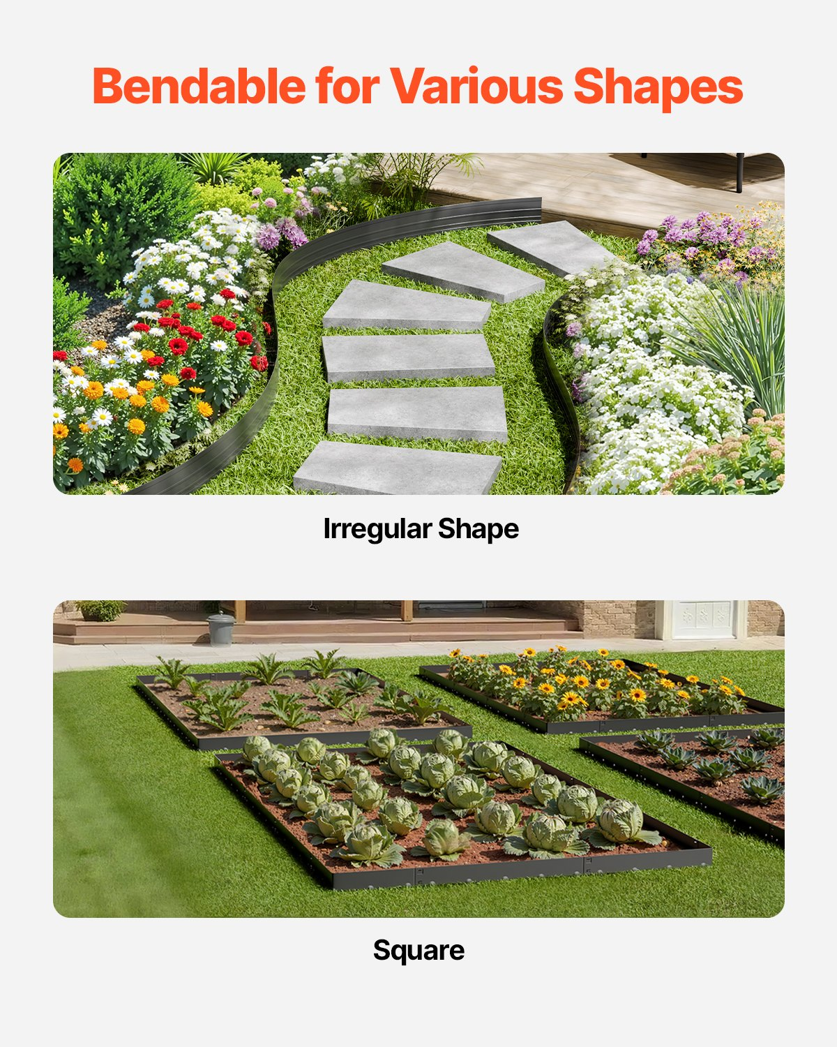 VEVOR Metal Landscape Edging 10Packs 60in Rust-Resistant Bendable for Yard Garden