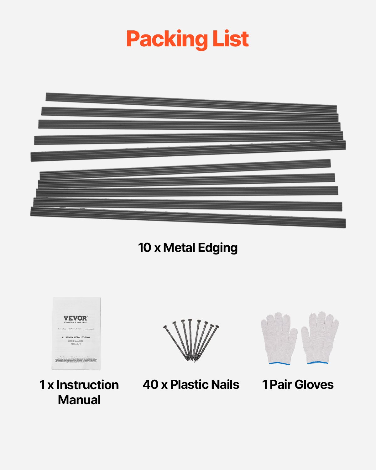 VEVOR Metal Landscape Edging 10Packs 60in Rust-Resistant Bendable for Yard Garden