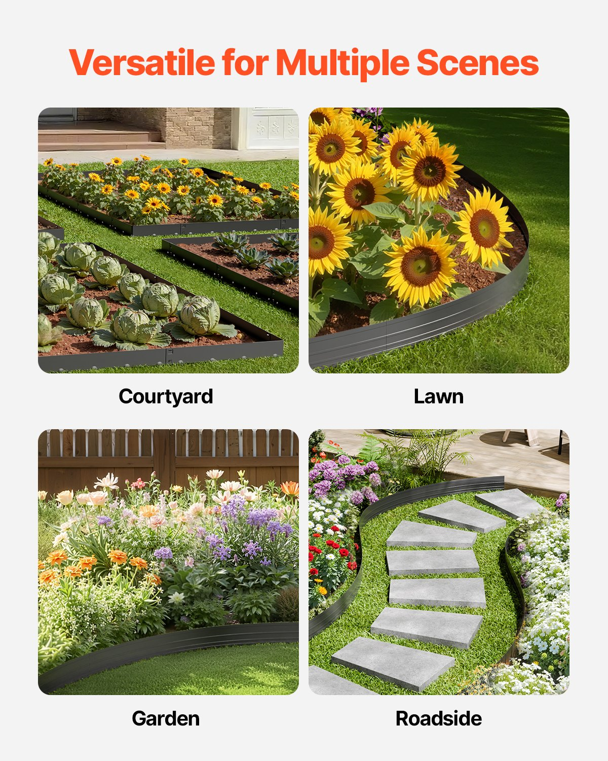 VEVOR Metal Landscape Edging 10Packs 60in Rust-Resistant Bendable for Yard Garden