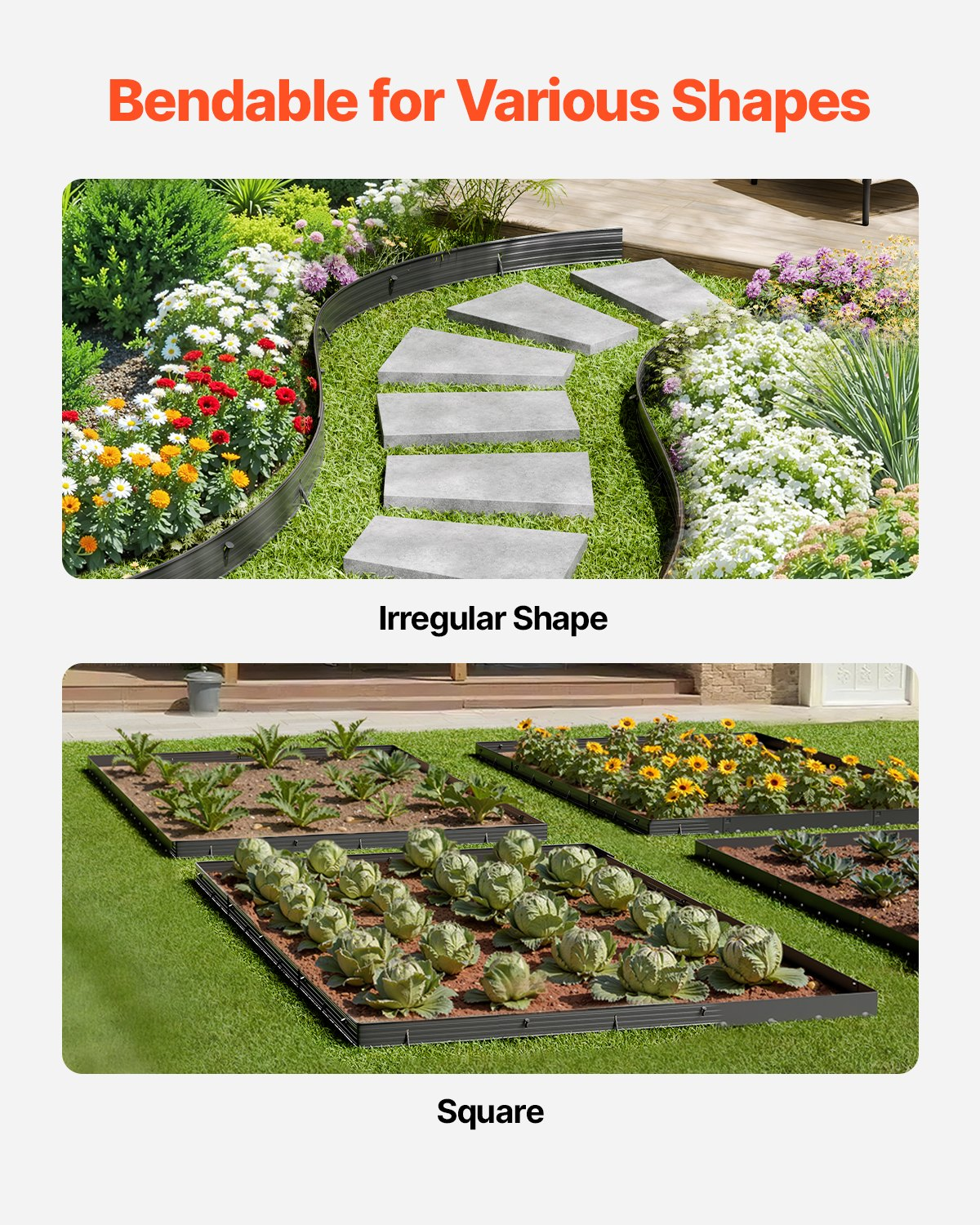VEVOR Metal Landscape Edging 8Packs 72in Rust-Resistant Bendable for Yard Garden