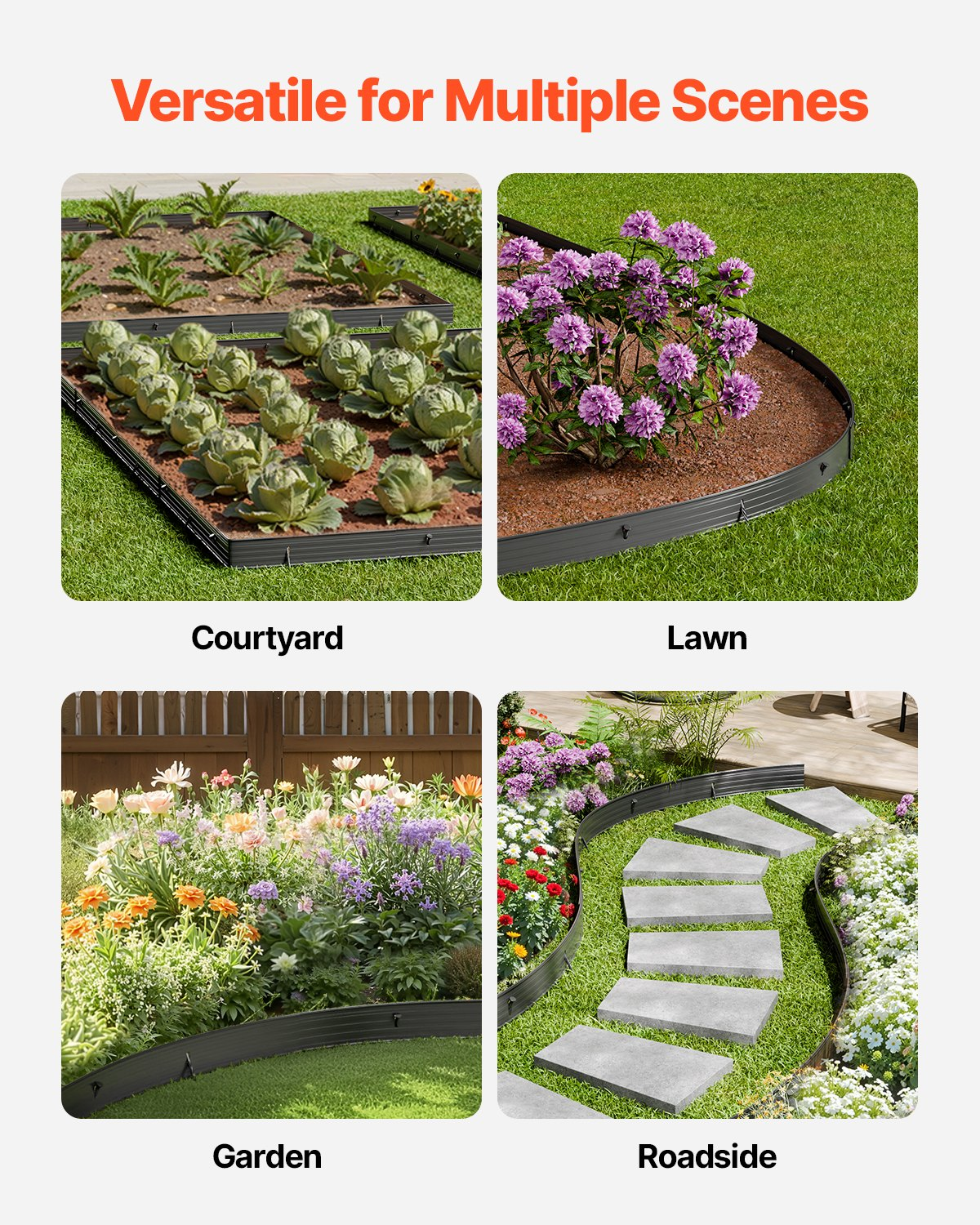 VEVOR Metal Landscape Edging 8Packs 72in Rust-Resistant Bendable for Yard Garden