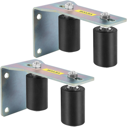 VEVOR Gate Roller Guide 3" Black Nylon Zinc Painted Sliding with L-Shape Bracket and Adjustable Bolts Support Assembly-2 Pack