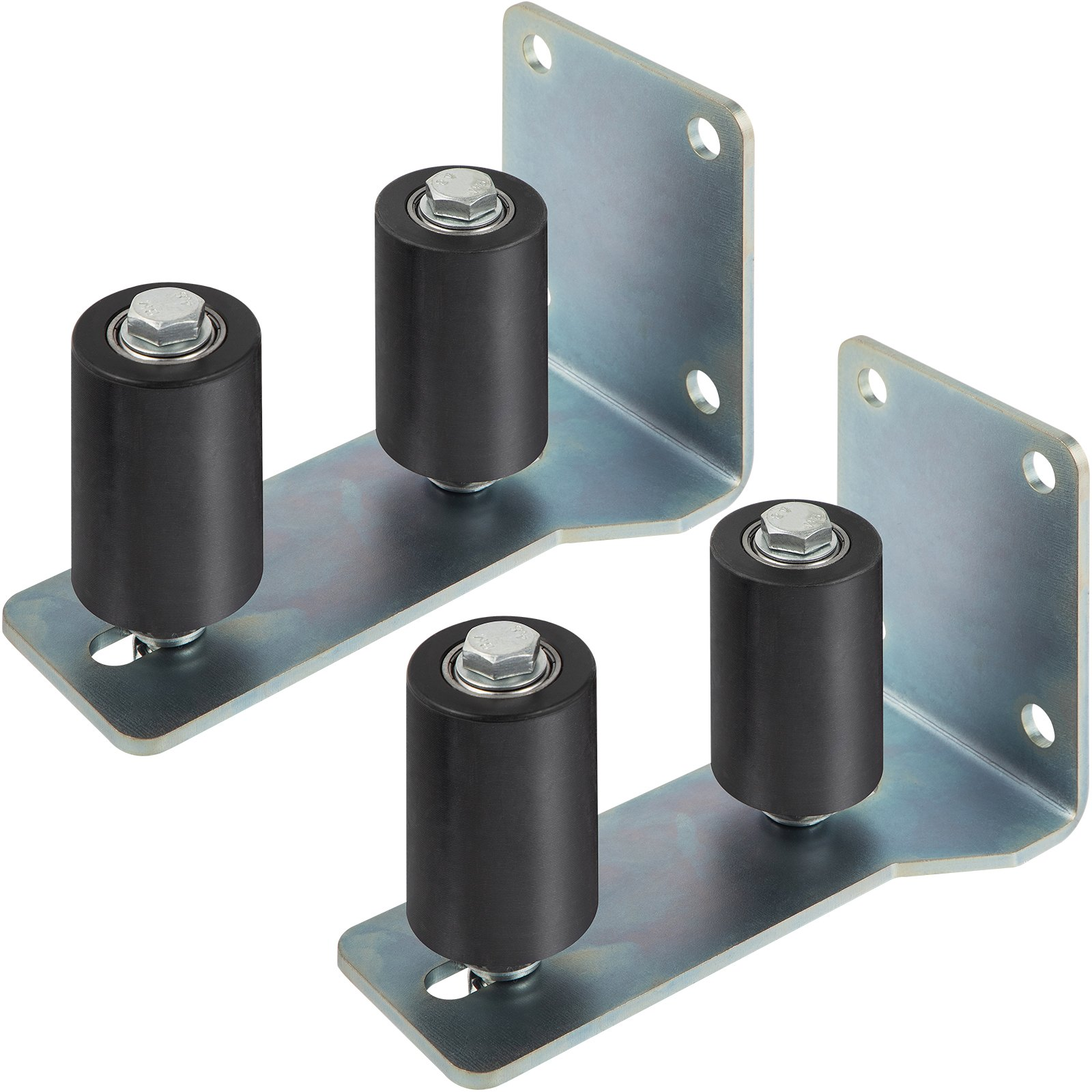 VEVOR Gate Roller Guide 3" Black Nylon Zinc Painted Sliding with L-Shape Bracket and Adjustable Bolts Support Assembly-2 Pack