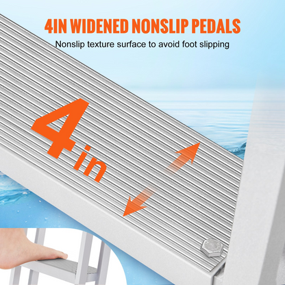VEVOR Aluminum Dock Ladder Flip-Up Boat Dock Ladder 5 Steps with 350lbs Load