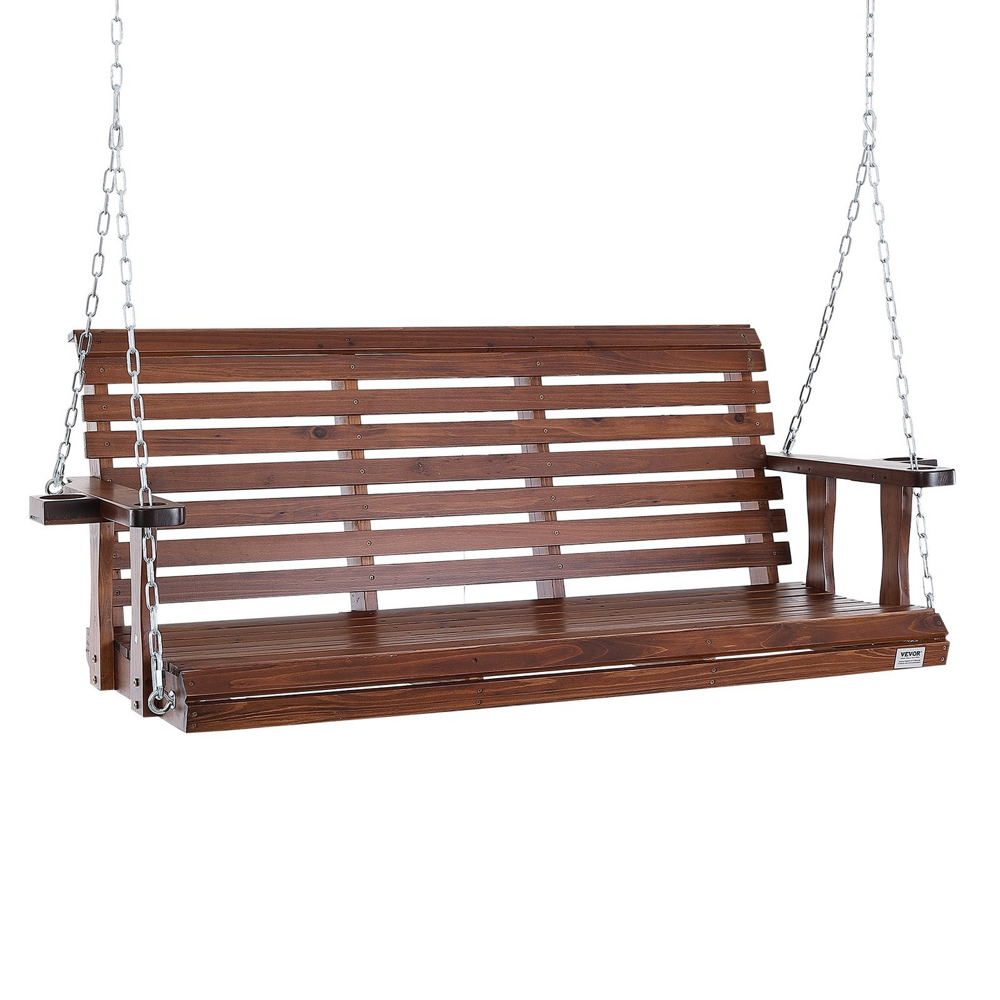 VEVOR 65” Porch Swing Bench Wooden Hanging Outdoor Garden Patio Courtyard Brown