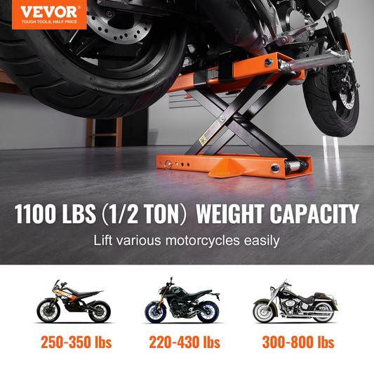 VEVOR Motorcycle Lift Scissor Jack Stand 499.5 kg with Saddle ATV Lift Dirt Bike