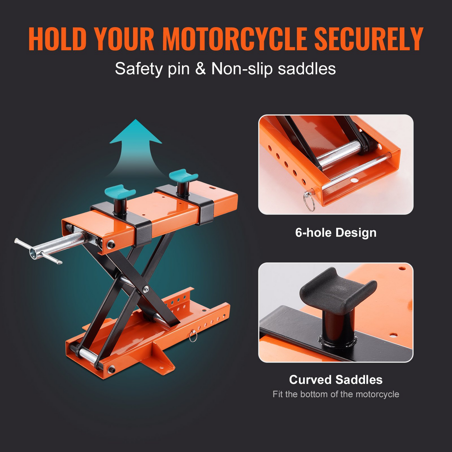 VEVOR Motorcycle Lift Scissor Jack Stand 499.5 kg with Saddle ATV Lift Dirt Bike