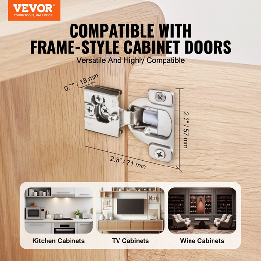 VEVOR Cabinet Door Hinges 40 Packs Partial Overlay Soft Close for Framed Type