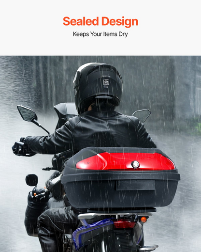 VEVOR 62L Motorcycle Top Case Universal Motorbike Tail with Reflective Panel
