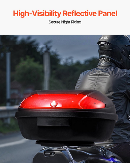 VEVOR 62L Motorcycle Top Case Universal Motorbike Tail with Reflective Panel