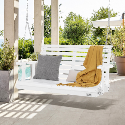 VEVOR 48” Porch Swing Bench Wooden Hanging Outdoor Garden Patio Courtyard White