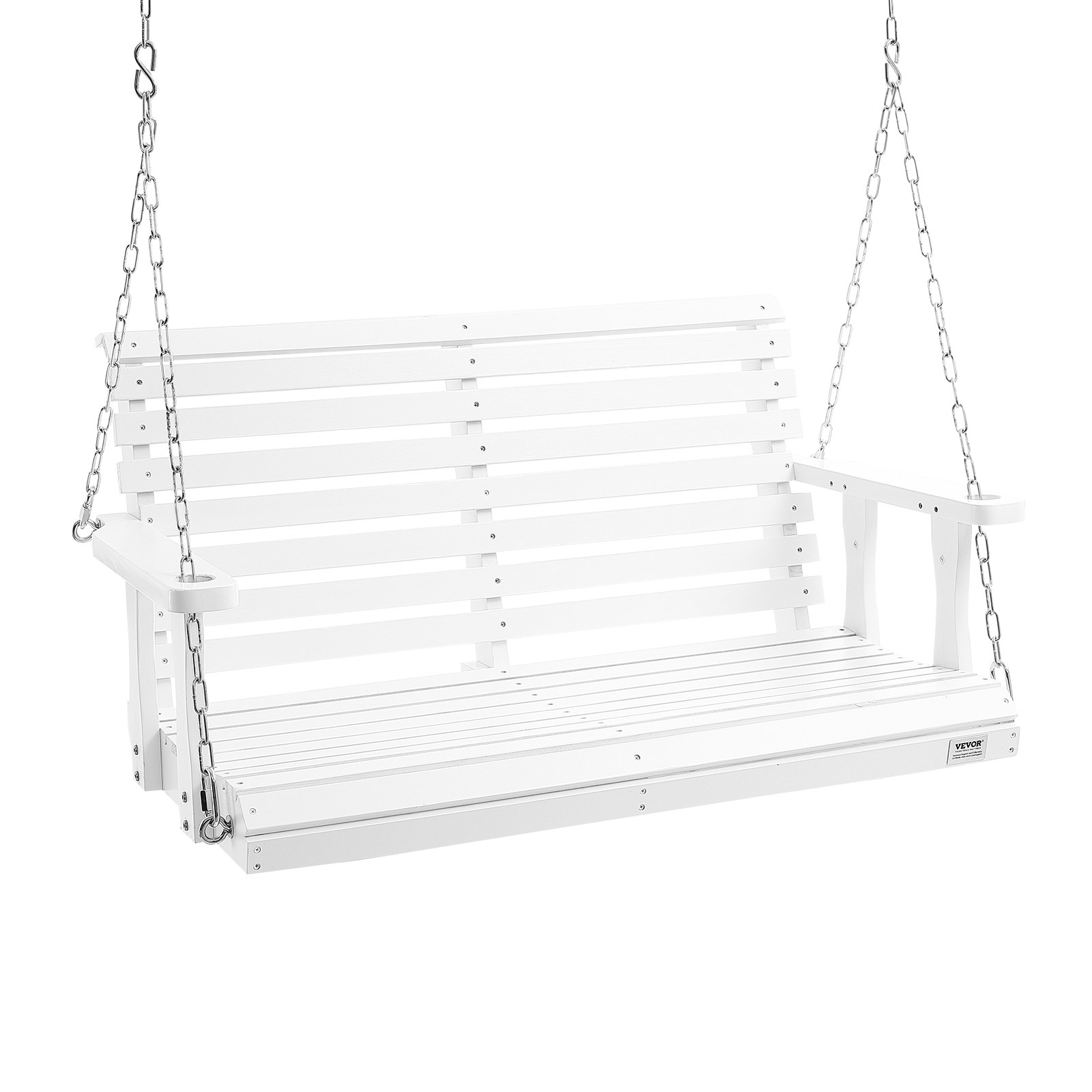 VEVOR 48” Porch Swing Bench Wooden Hanging Outdoor Garden Patio Courtyard White