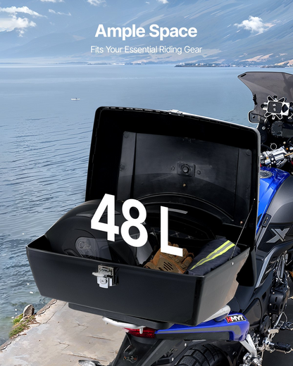 VEVOR 48L Motorcycle Top Case Universal Motorbike Tail with Reflective Panel