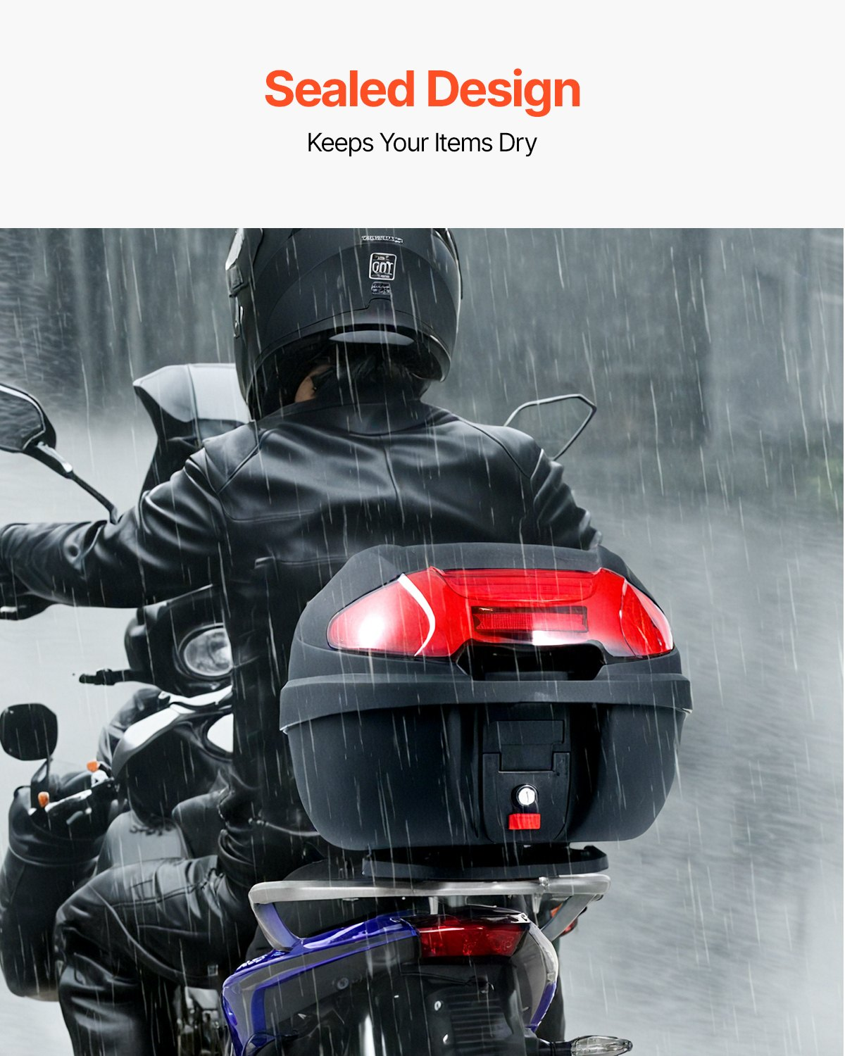 VEVOR 38L Motorcycle Top Case Universal Motorbike Tail with Reflective Panel