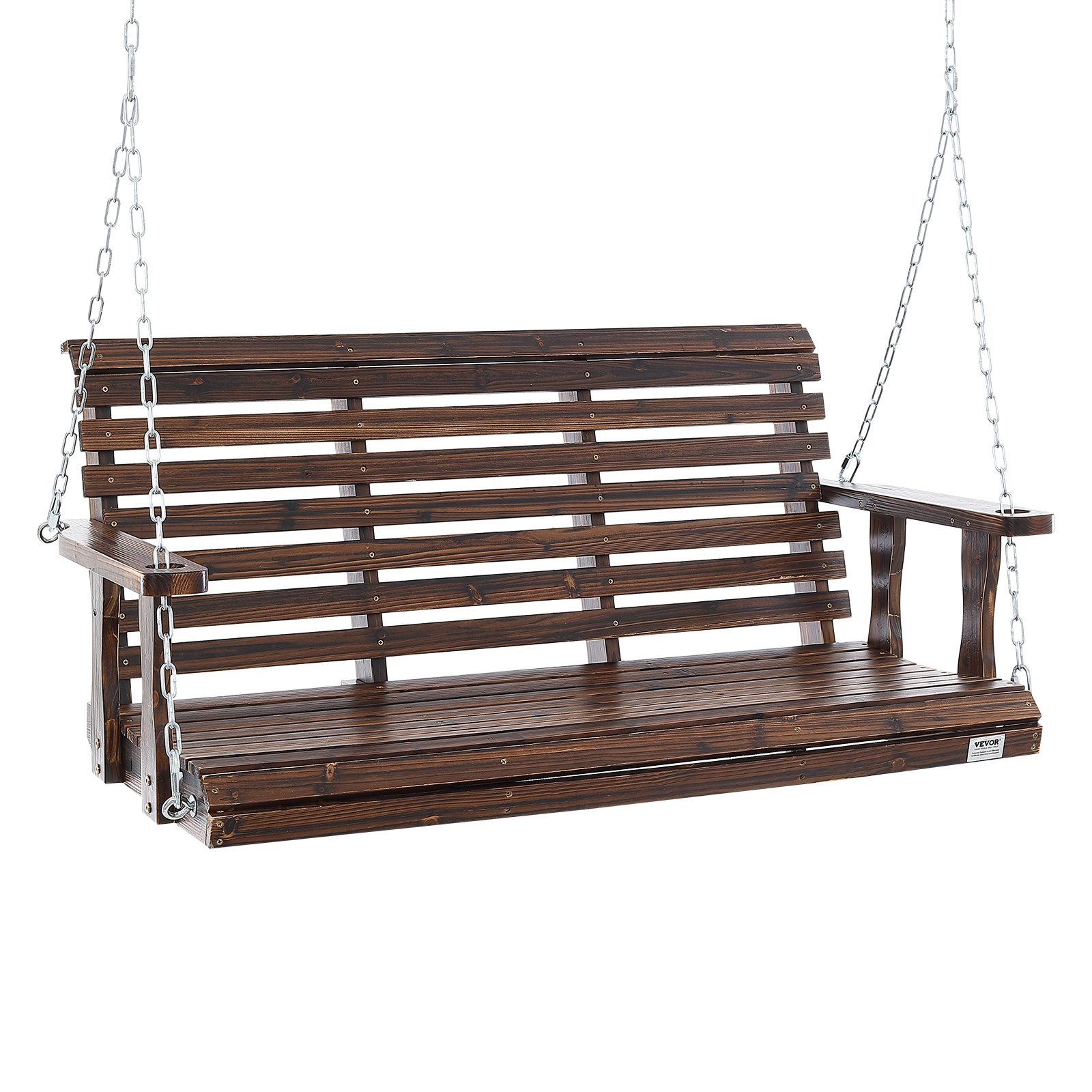 VEVOR 54” Porch Swing Bench Wooden Hanging Outdoor Garden Patio Courtyard Brown