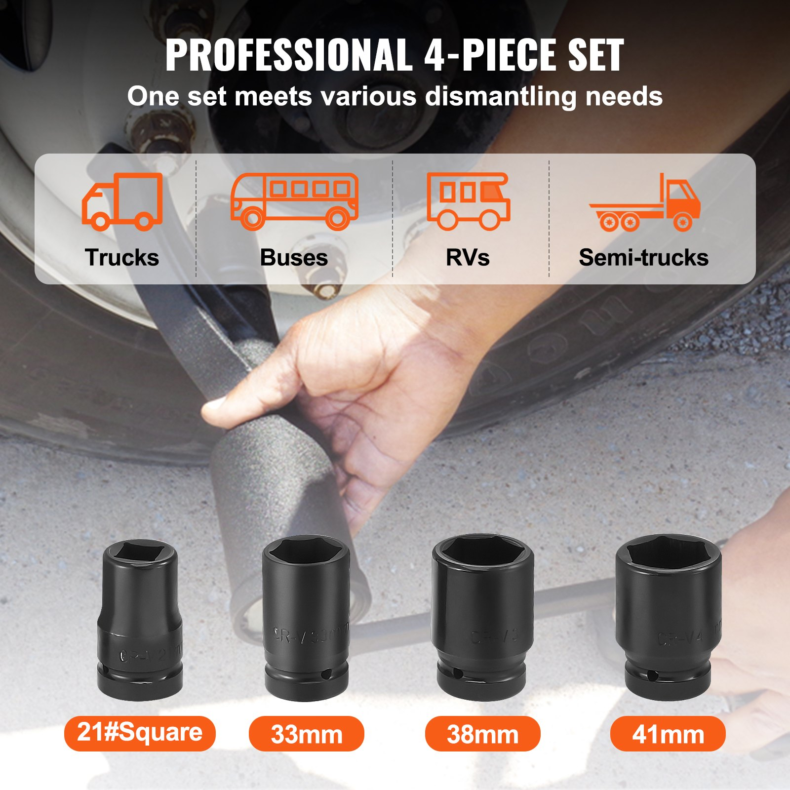 VEVOR Torque Multiplier, Heavy Duty Torque Multiplier Wrench Set, 1 Inch Drive Lug Nut Wrench Torque Multiplier, 1:64 6800N.m Lug Nut Remover, with 4 Sockets and Storage Case for Truck Trailer RV