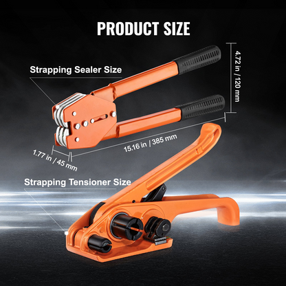 VEVOR Banding Strapping Kit with Strapping Tensioner Tool, Banding Sealer Tool, 304.8 m Length PET Band, 300 Metal Seals, Pallet Packaging Strapping Banding Kit Banding Packaging Strapping for Packing