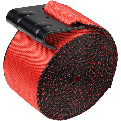VEVOR Winch Straps, 4" x 30', 6000 lbs Load Capacity, 18000 lbs Breaking Strength, Truck Straps with Flat Hook, Flatbed Tie Downs Cargo Control for Trailers, Farms, Rescues, Tree Saver, Red (10 Pack)
