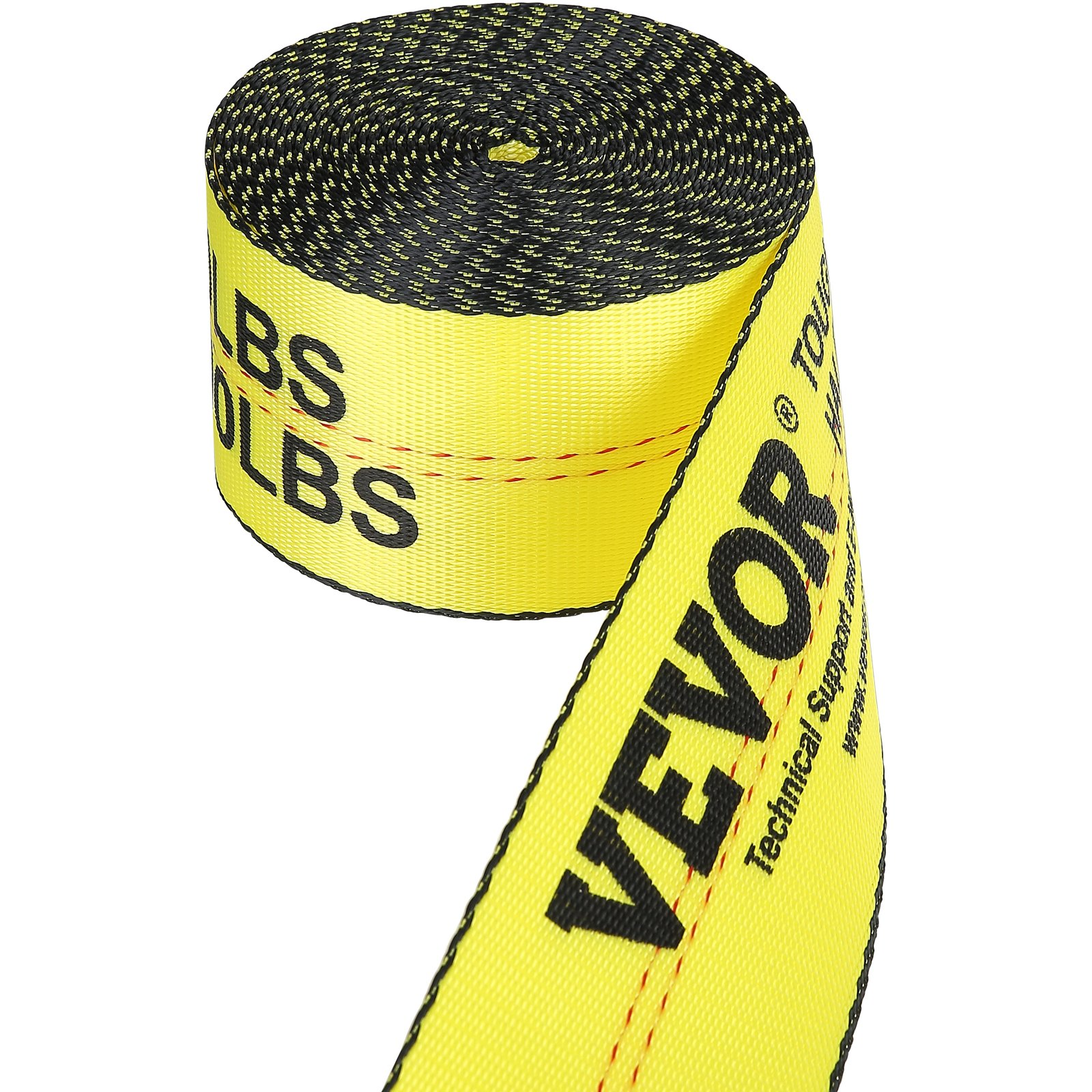 VEVOR Winch Straps, 4" x 30', 6000 lbs Load Capacity, 18000 lbs Break Strength, Truck Straps with Flat Hook, Flatbed Tie Downs Cargo Control for Trailers, Farms, Rescues, Tree Saver, Yellow (10 Pack)