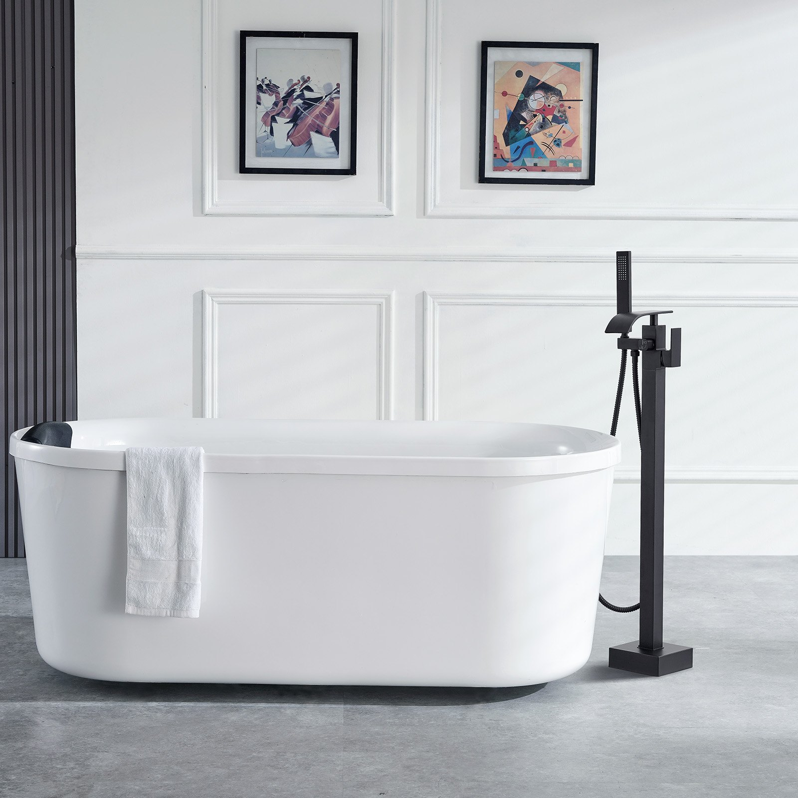 VEVOR Freestanding Bathtub Faucet, Floor Mount, Freestanding Tub Filler, Shower Mixer Taps, Two Water Modes, 360° Swivel Spout, for Bathing & Showering Pet Bathing Cleaning Drains Toilet Flushing